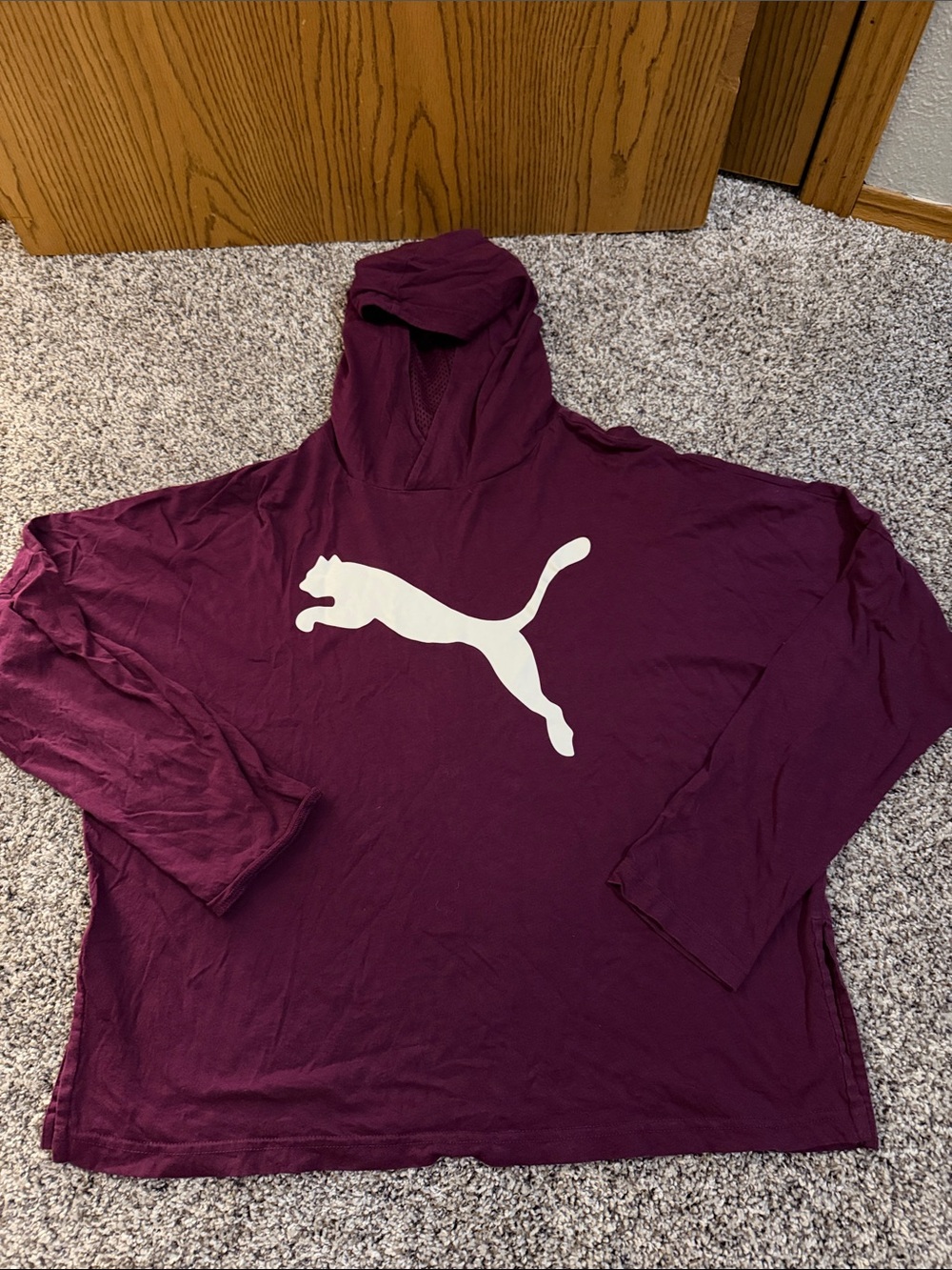 Puma Burgundy Lightweight Hoodie with White Logo